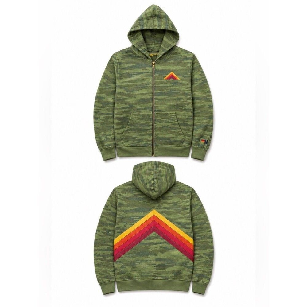 Aviator Nation Green Camo Zip Up Sweater